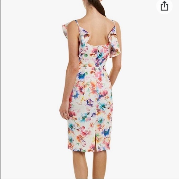 Black Halo Rosette Blue Sheath Dress Ruffle Sleeve Sleeveless‎ Classic 8 - Picture 2 of 16